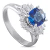 Lb Exclusive Platinum 0.37ct Diamond And Blue Sapphire Ballerina Halo Ring Mf33-110425 In Metallic