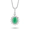 Lb Exclusive Platinum 0.37ct Diamond And Jade Pendant Necklace Mf22-101525 In Green