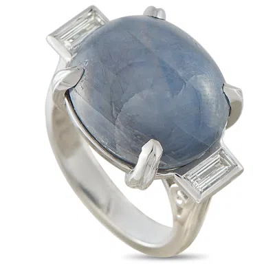 Lb Exclusive Platinum 0.38 Ct Diamond And 0.30 Ct Sapphire Ring Mf31-051826 In Multi