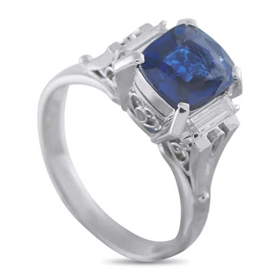 Lb Exclusive Platinum 0.38 Ct Diamond And 1.97 Ct Sapphire Ring Mf22-010226 In Metallic