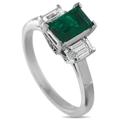Lb Exclusive Platinum 0.38ct Diamond And Emerald Ring Mf17-061725