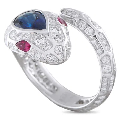 Lb Exclusive Platinum 0.38ct Diamond And Sapphire Snake Ring Mf20-040926 In Green
