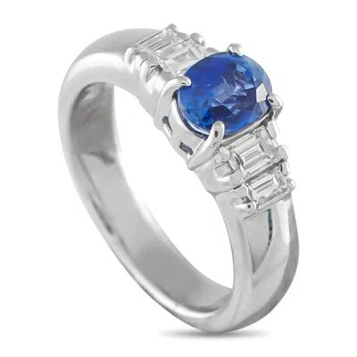 Lb Exclusive Platinum 0.40 Ct Diamond And 1.32 Ct Sapphire Ring Mf49-101725 In Metallic