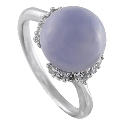 Pre-owned Lb Exclusive Platinum 0.40ct Diamond And Jade Ring #5350 In Green