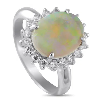Lb Exclusive Platinum 0.40ct Diamond And Opal Ring Mf36-061625