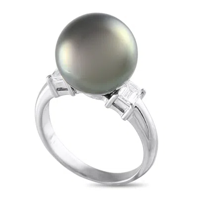 Lb Exclusive Platinum 0.40ct Diamond And Pearl Ring Mf32-032725 In White