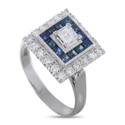 Lb Exclusive Platinum 0.40ct Diamond And Sapphire Ring Mf15-041426 In Blue