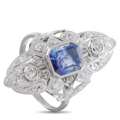 Lb Exclusive Platinum 0.40ct Diamond And Sapphire Ring Mf30-050626 In Silver