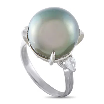 Lb Exclusive Platinum 0.41ct Diamond And Pearl Ring Mf29-052126 In Metallic