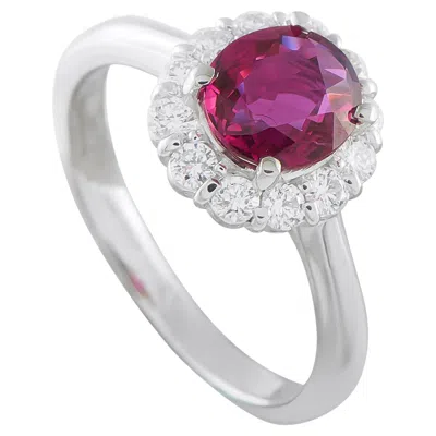 Pre-owned Lb Exclusive Platinum 0.41ct Diamond And Ruby Ring Mf14-052126 In Multi