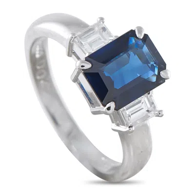Lb Exclusive Platinum 0.41ct Diamond And Sapphire Ring Mf05-041326 In Gold
