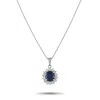 Lb Exclusive Platinum 0.43 Ct Diamond And 2.85 Ct Sapphire Round Pendant Necklace Mf02-061625