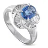 Lb Exclusive Platinum 0.43ct Diamond And Blue Sapphire Pinwheel Halo Ring Mf18-110425 In Metallic