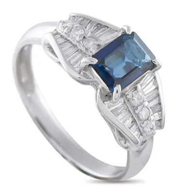 Lb Exclusive Platinum 0.43ct Diamond And Sapphire Ring Mf22-110525 In Metallic