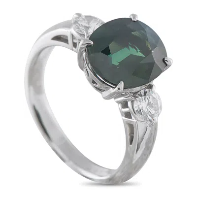 Lb Exclusive Platinum 0.44 Ct Diamond And 3.56 Ct Sapphire Ring Mf26-010226 In Metallic