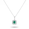 Lb Exclusive Platinum 0.45ct Diamond And Emerald Pendant Necklace Mf25-061325 In Metallic