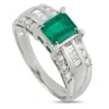 Lb Exclusive Platinum 0.45ct Diamond And Emerald Ring Mf44-110425 In Metallic