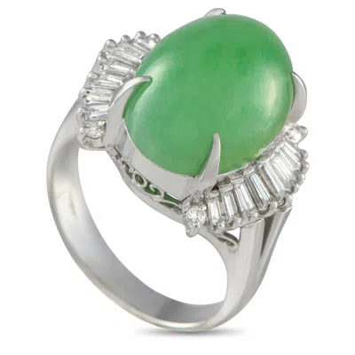 Lb Exclusive Platinum 0.45ct Diamond And Jade Ring Mf03-022025 In White