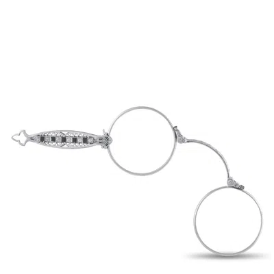 Lb Exclusive Platinum 0.45ct Diamond And Onyx Art Deco Lorgnette Mf06-062426 In Silver