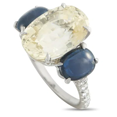 Lb Exclusive Platinum 0.45ct Diamond And Sapphire Ring Mf28-051826 In Blue