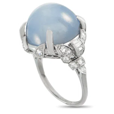 Lb Exclusive Platinum 0.45ct Diamond And Star Sapphire Ring Mf28-051526 In Blue