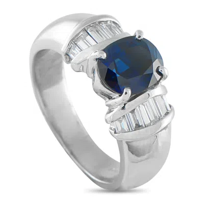Lb Exclusive Platinum 0.46 Ct Diamond And 2.18 Ct Sapphire Ring Mf24-101625 In Multi