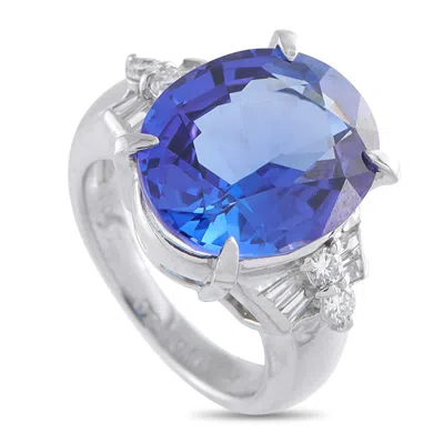 Lb Exclusive Platinum 0.47ct Diamond And Tanzanite Ring Mf30-101025 In Blue