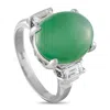 Lb Exclusive Platinum 0.48 Ct Diamond And Jade Ring #5236 In Metallic