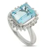 Lb Exclusive Platinum 0.48ct Diamond And Aquamarine Ring Mf10-101725 In Blue