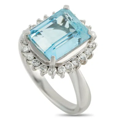 Lb Exclusive Platinum 0.48ct Diamond And Aquamarine Ring Mf10-101725 In Blue