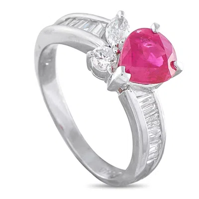 Lb Exclusive Platinum 0.48ct Diamond And Ruby Ring #5315 In White