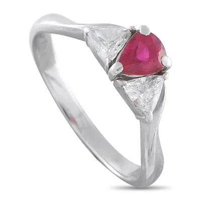 Lb Exclusive Platinum 0.48ct Diamond And Ruby Ring Mf14-121625 In Brown