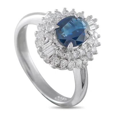 Lb Exclusive Platinum 0.48ct Diamond And Sapphire Ring Mf13-110625 In Metallic