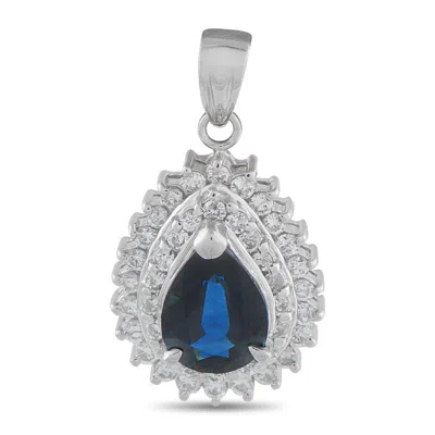 Lb Exclusive Platinum 0.49ct Diamond And Sapphire Pendant Mf18-122325 In Silver