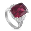 Lb Exclusive Platinum 0.50 Ct Diamond And 11.46 Ct Rhodolite Garnet Ring #5353 In Silver