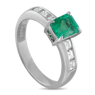 Lb Exclusive Platinum 0.50ct Diamond And Emerald Ring #5346 In White