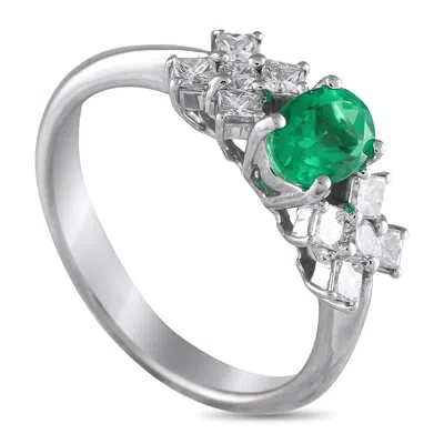 Lb Exclusive Platinum 0.50ct Diamond And Emerald Ring Mf04-051525