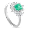 Lb Exclusive Platinum 0.50ct Diamond And Emerald Ring Mf08-073025 In Metallic