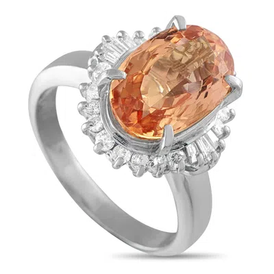 Lb Exclusive Platinum 0.50ct Diamond And Imperial Topaz Ring #5277 In Metallic
