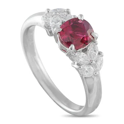 Lb Exclusive Platinum 0.50ct Diamond And Ruby Ring #5317 In Silver