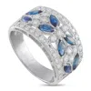 Lb Exclusive Platinum 0.51 Ct Diamond And 1.51 Ct Sapphire Wide Ring Mf07-110525 In Metallic