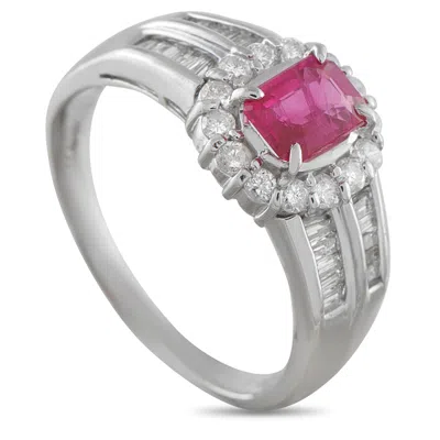 Lb Exclusive Platinum 0.51ct Diamond And Ruby Ring Mf18-010225 In Metallic