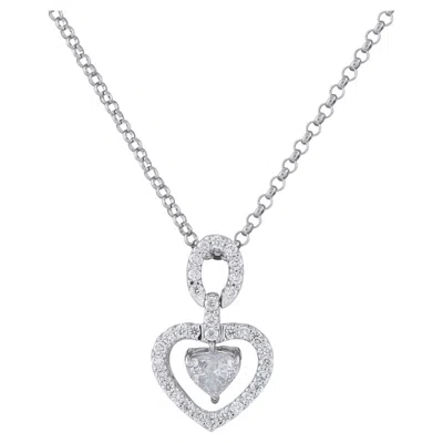 Pre-owned Lb Exclusive Platinum 0.51ct Diamond Pendant Necklace Mf42-031326 In Multi