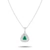 Lb Exclusive Platinum 0.52 Ct Diamond And 0.37 Ct Emerald Triangle Pendant Necklace Mf38-082125 In Metallic