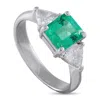 Lb Exclusive Platinum 0.52 Ct Diamond And 1.25 Ct Emerald Ring #5345 In Silver