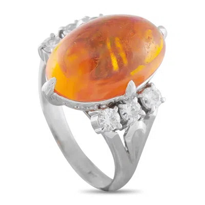 Lb Exclusive Platinum 0.52ct Diamond And Opal Ring Mf26-052126 In Metallic