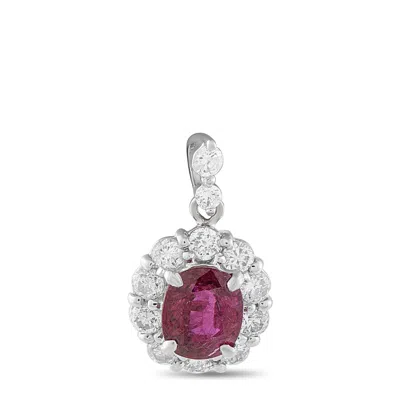Lb Exclusive Platinum 0.52ct Diamond And Ruby Pendant Mf23-110425 In Brown