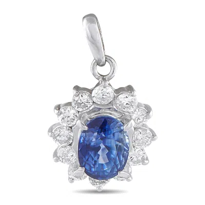Lb Exclusive Platinum 0.52ct Diamond And Sapphire Pendant Mf60-101525 In Metallic