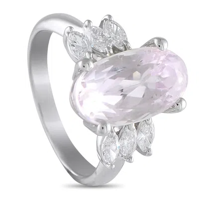 Lb Exclusive Platinum 0.53 Ct Diamond And 6.03 Ct Oval Kunzite Ring Mf17-073125 In Metallic