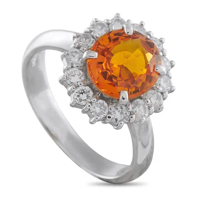 Lb Exclusive Platinum 0.53ct Diamond And Orange Sapphire Ring Mf08-123025 In White